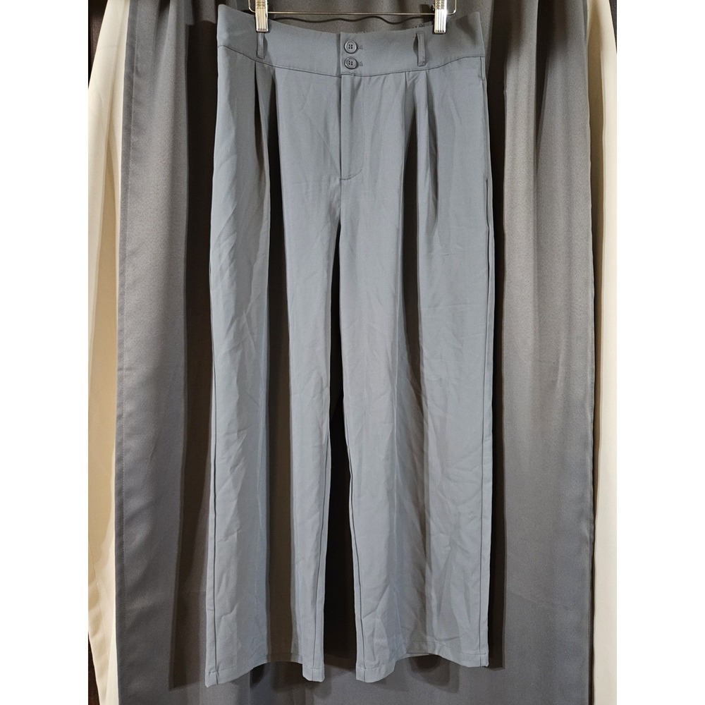 Halara Flex High Waisted Pocket Straight Leg Work‎ Pants Size L Petite Gray